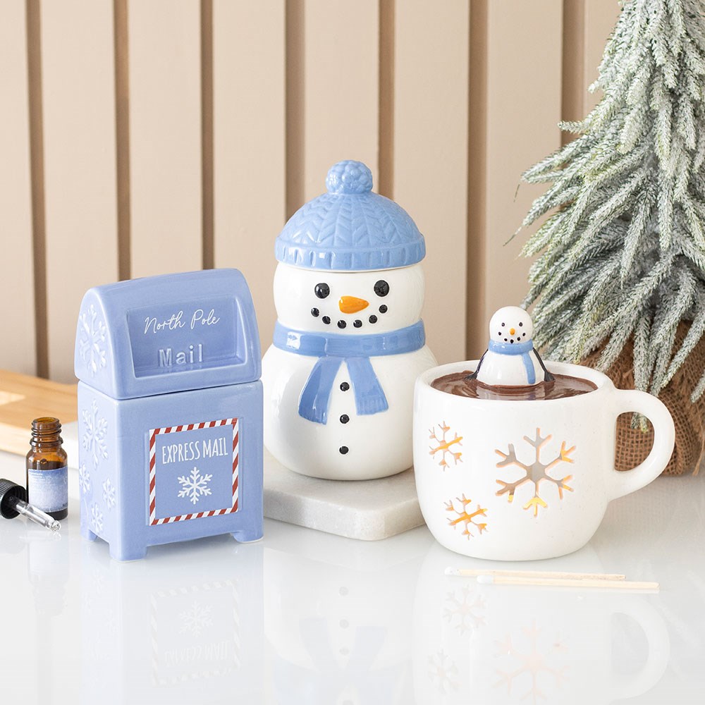 Snowman Hot Chocolate Oil Burner &amp; Wax Warmer