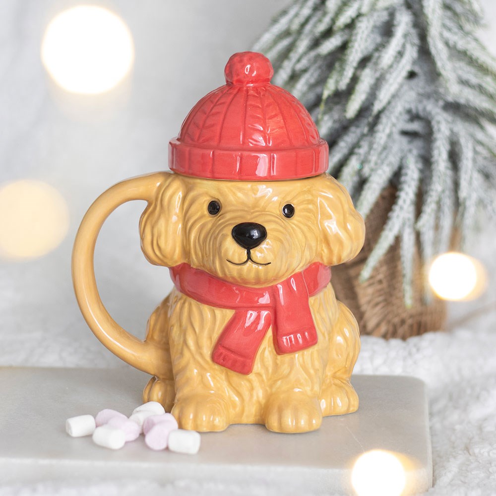 Winter Puppy Lidded Mug