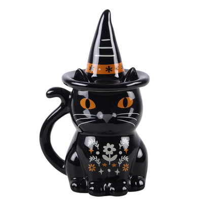 Frightful Folk Black Cat Lidded Mug