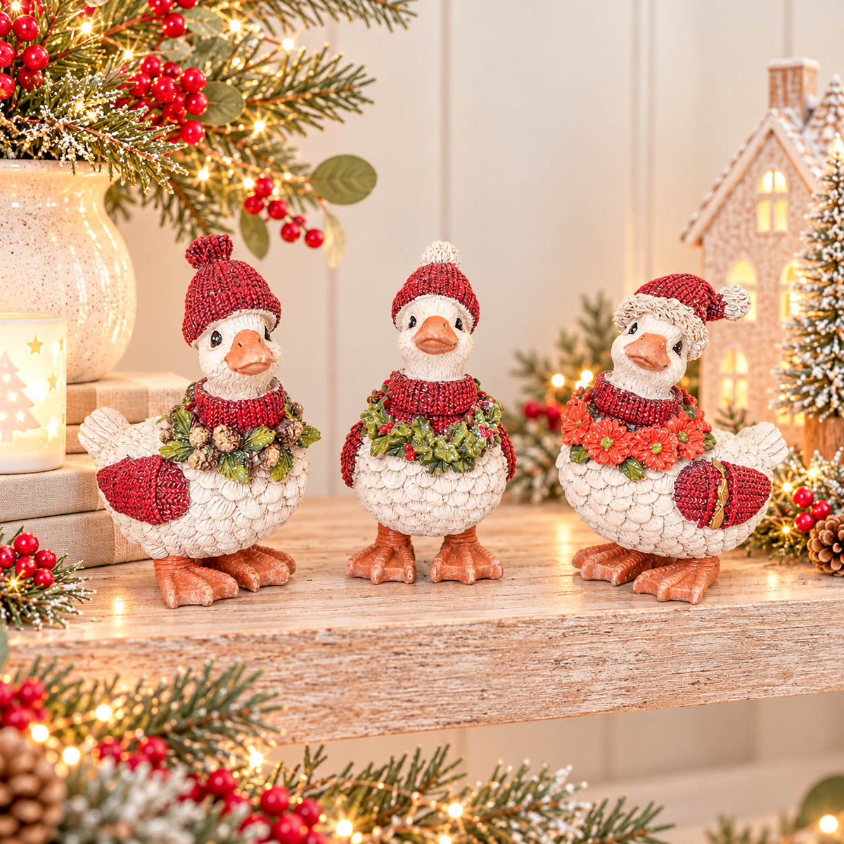 Festive Duck with Red Hat &amp; Scarf