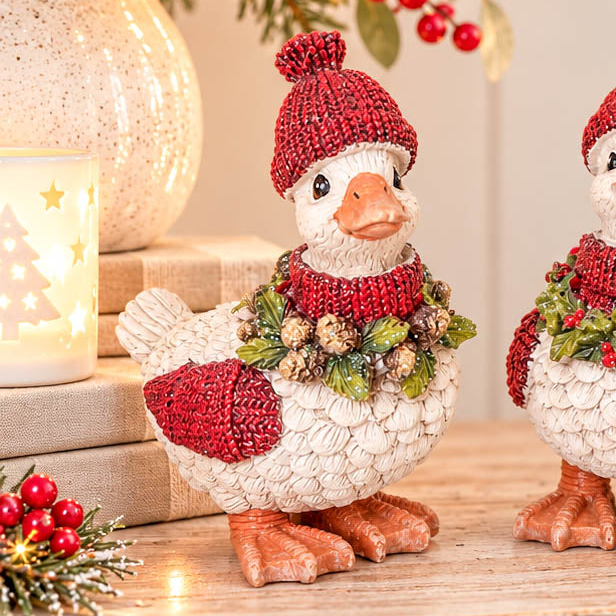 Festive Duck with Red Hat &amp; Scarf