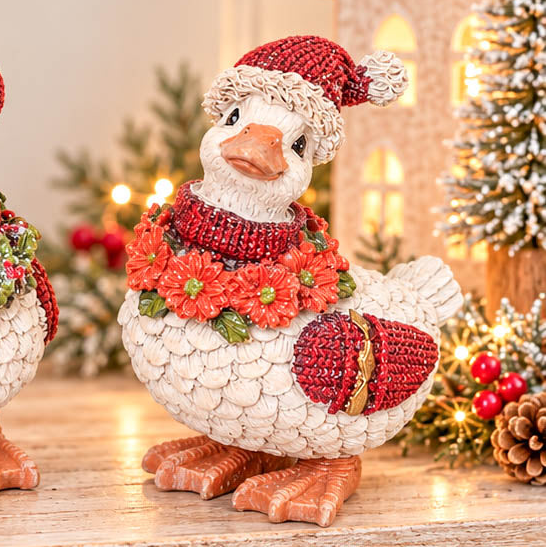 Festive Duck with Red Hat &amp; Scarf