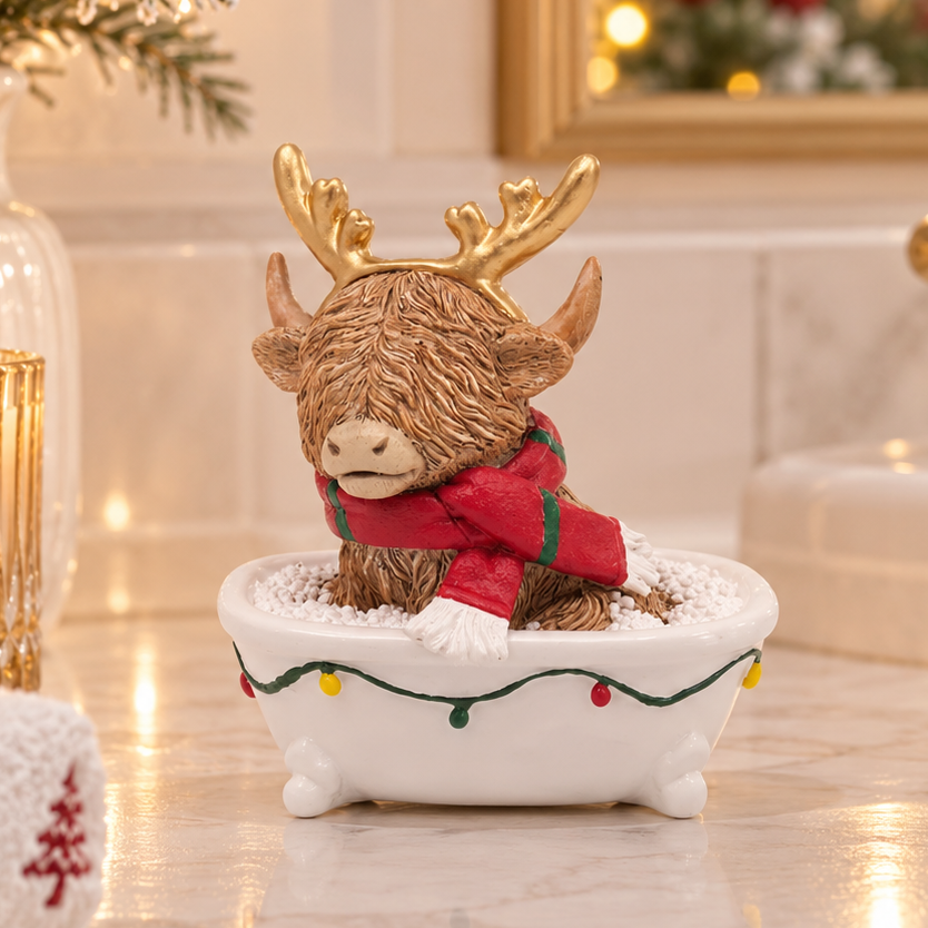 Christmas Highland Cow in Bath