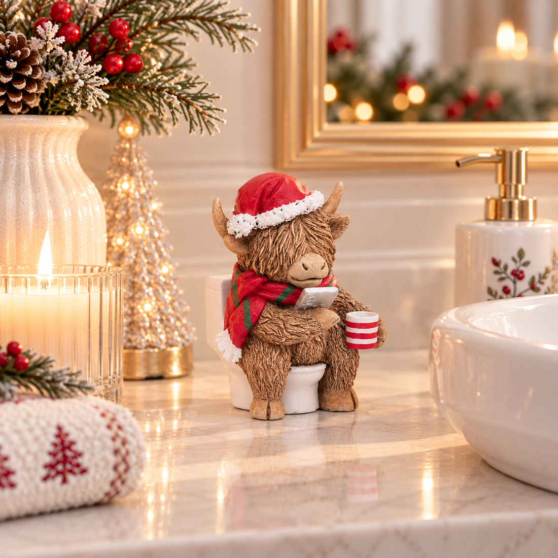 Christmas Highland Cow on Loo