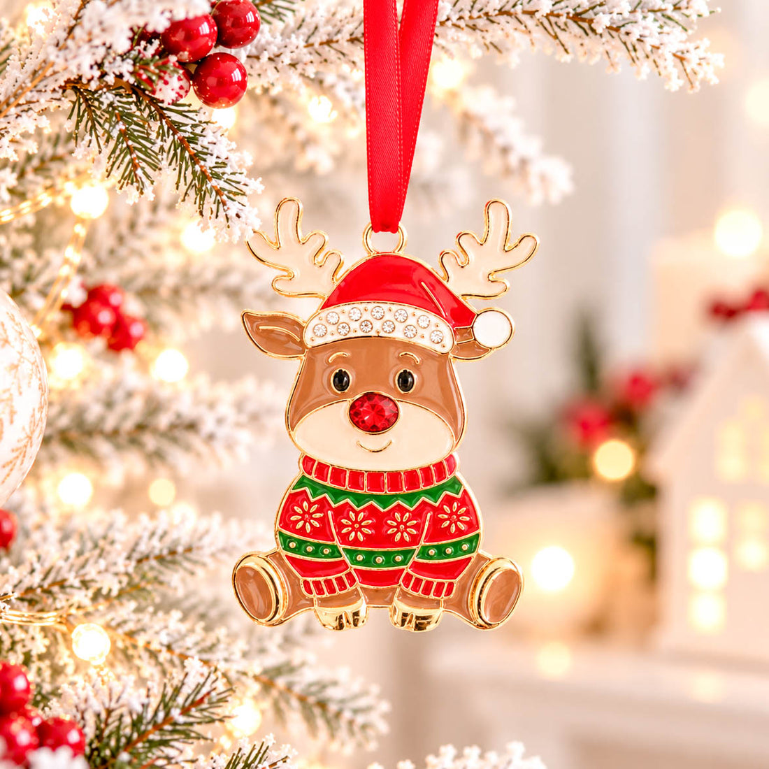 Christmas Treasures Cute Rudolph Tree Hanger