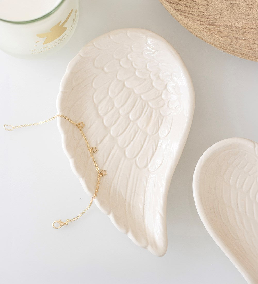 Off White Angel Wing Trinket Dish