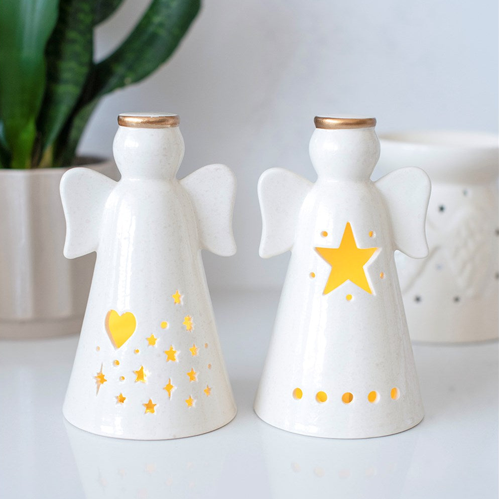 Set of 2 Small LED Angel Decorations