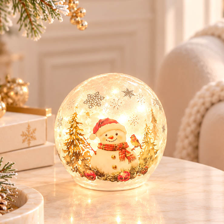 Frosty Christmas LED Snowman Glass Ball