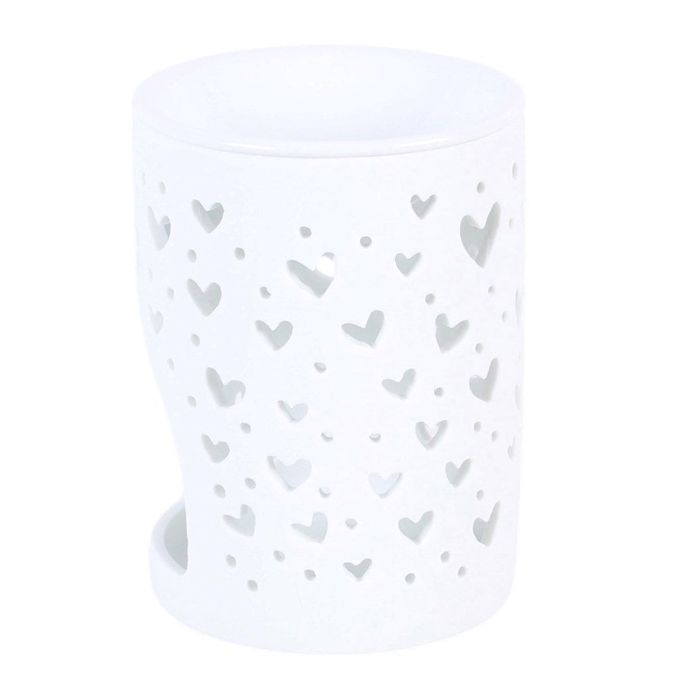 White Heart Cut Out Oil Burner &amp; Wax Warmer