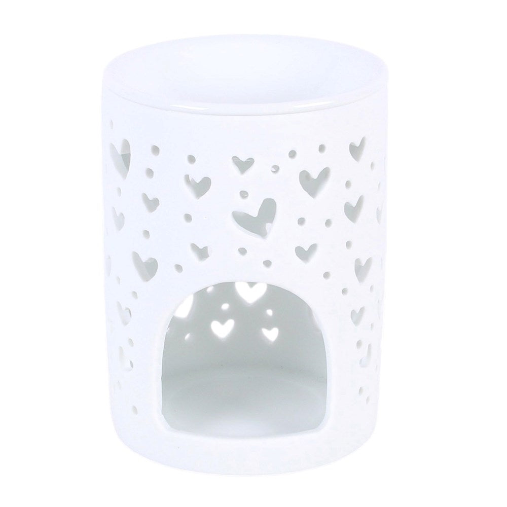 White Heart Cut Out Oil Burner &amp; Wax Warmer