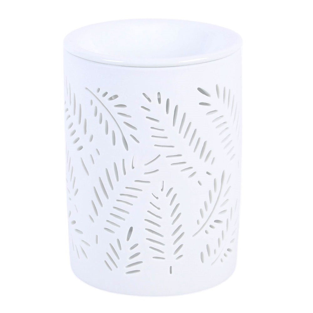 White Leafy Fern Cut Out Oil Burner &amp; Wax Warmer