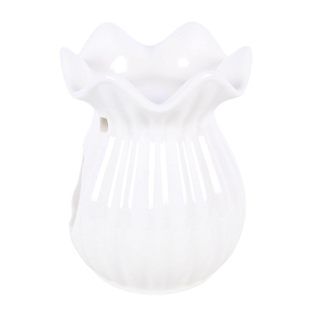 White Pleated Flare Oil Burner