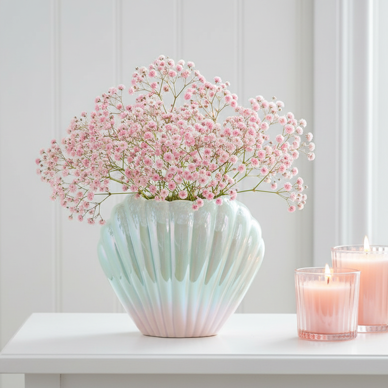 Iridescent Shell Flower Vase