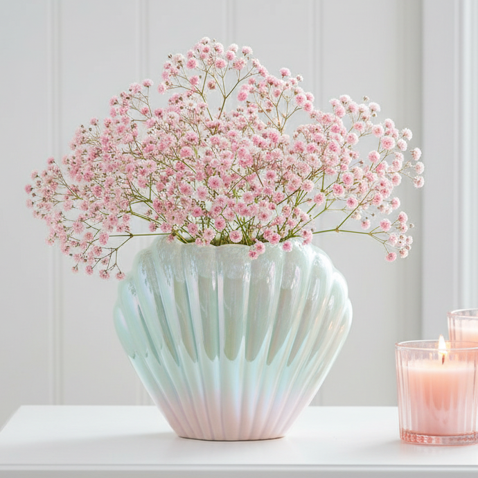 Iridescent Shell Flower Vase