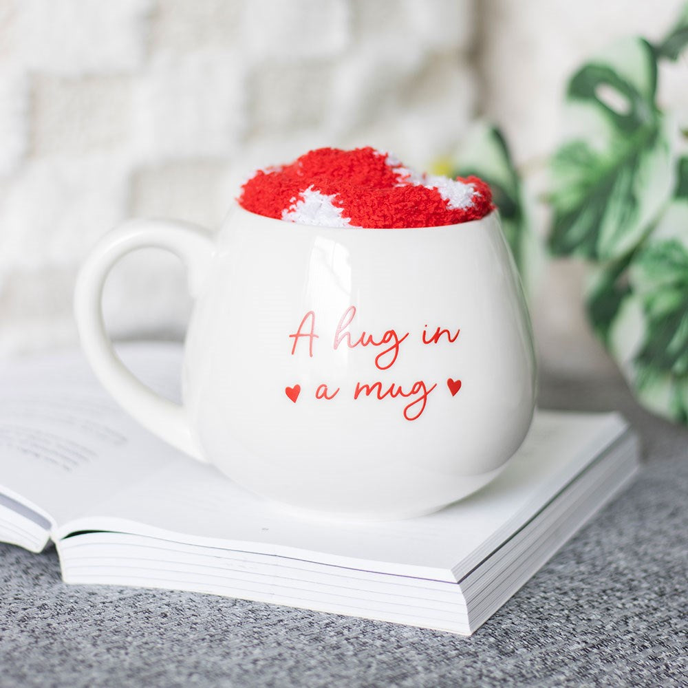 Hug In A Mug Heart Mug &amp; Socks Gift Set