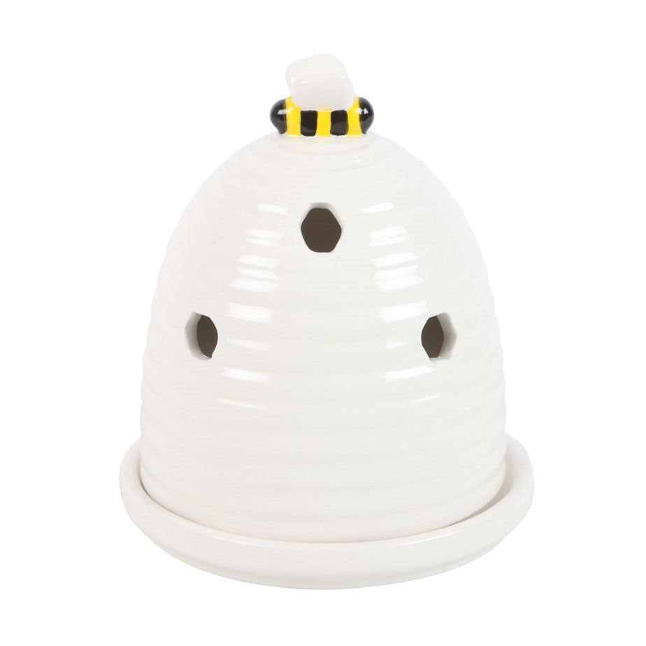 White Beehive Incense Cone Holder Set