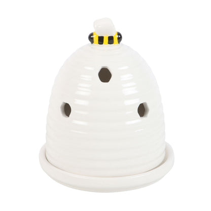White Beehive Incense Cone Holder Set