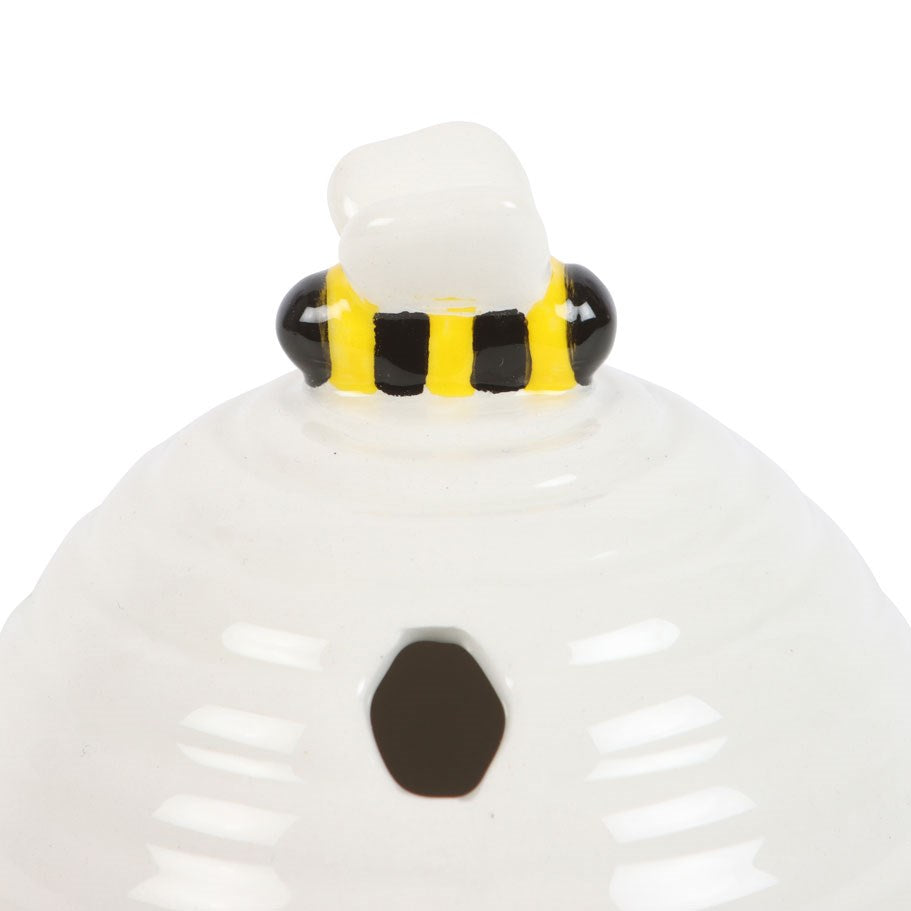 White Beehive Incense Cone Holder Set