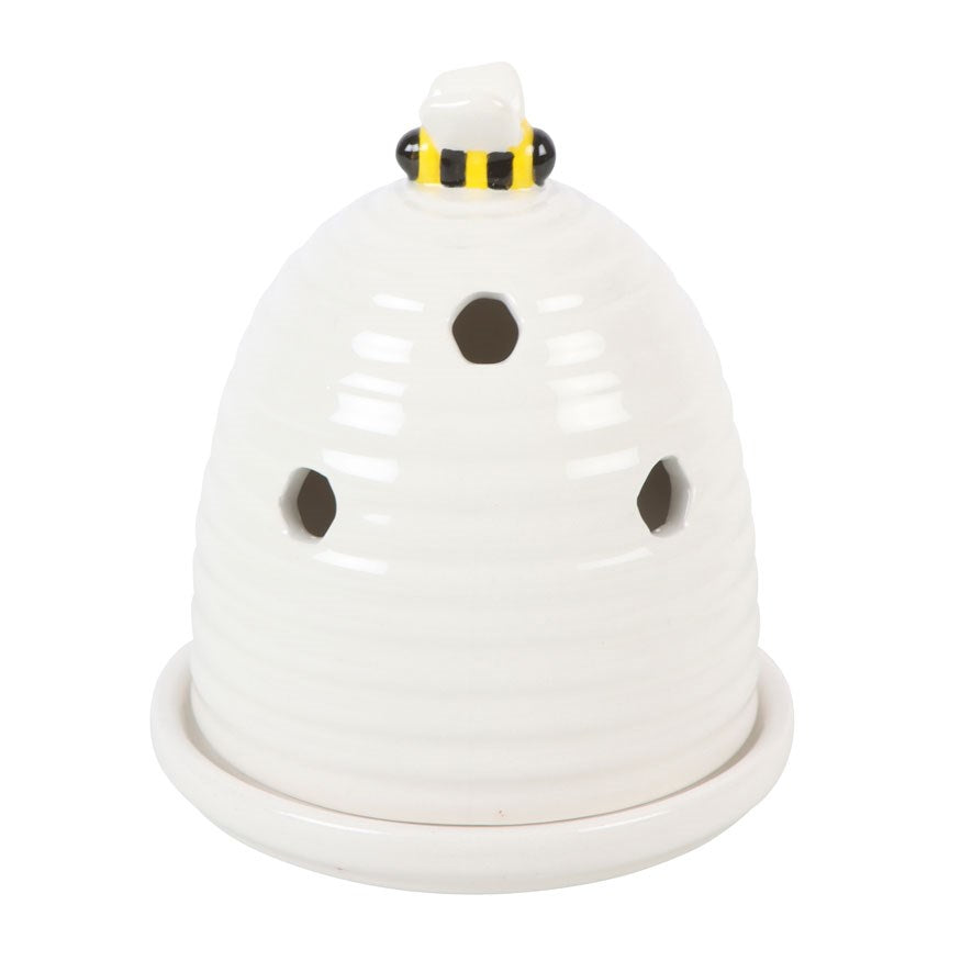 White Beehive Incense Cone Holder Set