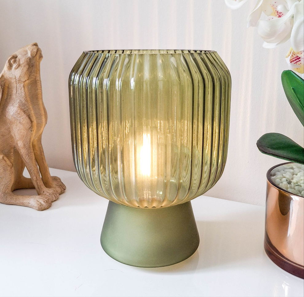 Green LED Ripple Glass Lamp