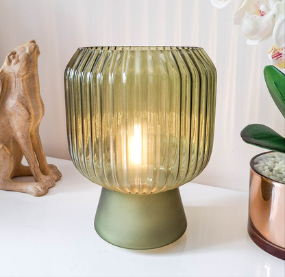 Green LED Ripple Glass Lamp