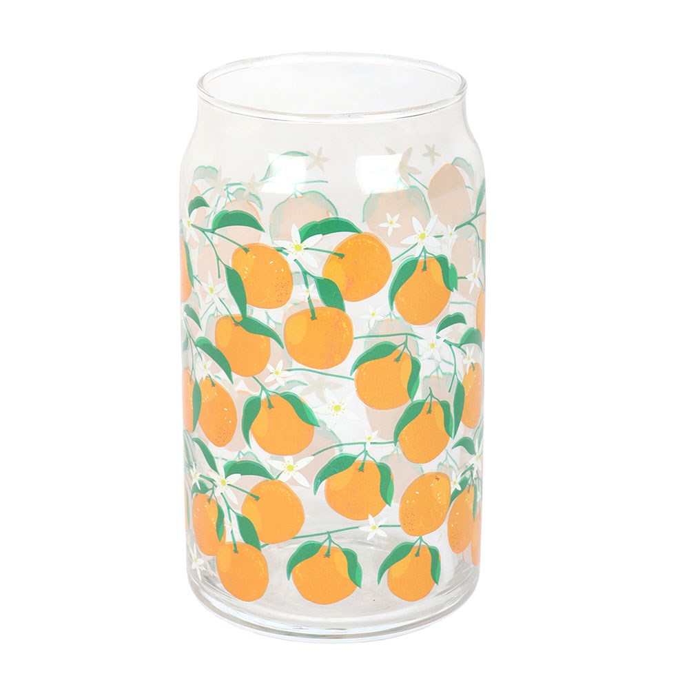 Orange Print Can Glass