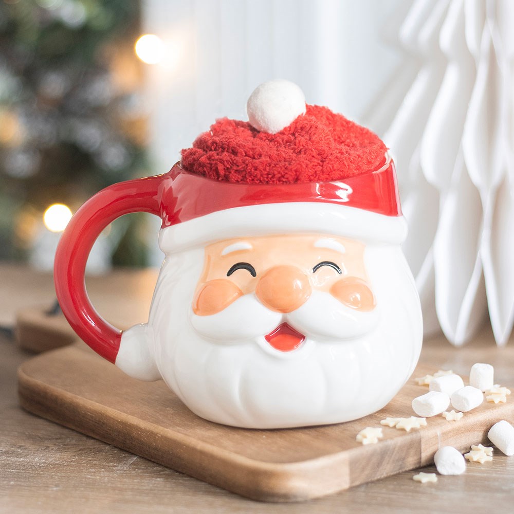 Jolly Santa Christmas Mug &amp; Socks Set