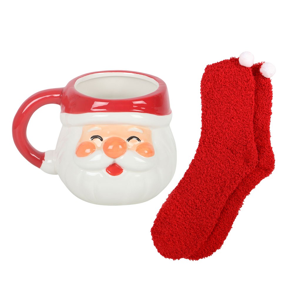 Jolly Santa Christmas Mug &amp; Socks Set