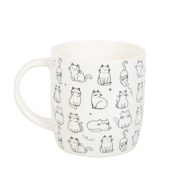White Happy Cat Mug
