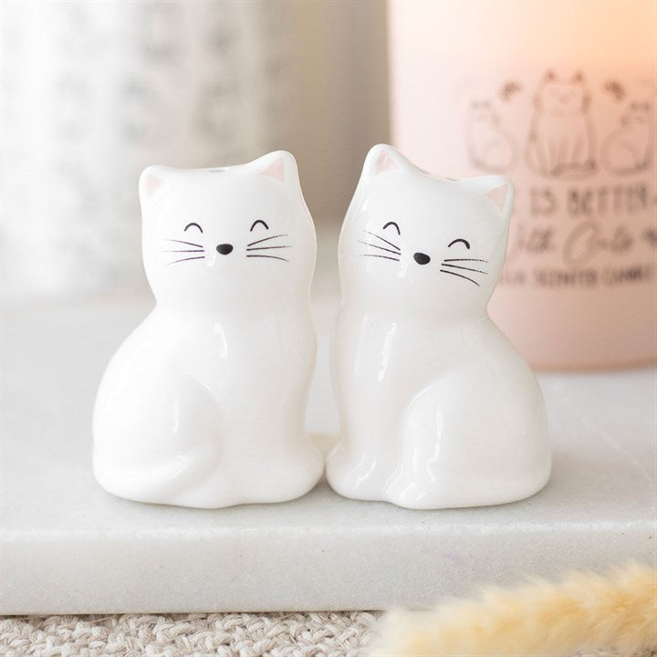 White Cat Salt &amp; Pepper Shakers