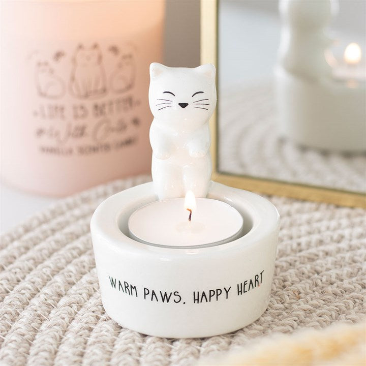 White Cat Tealight Holder
