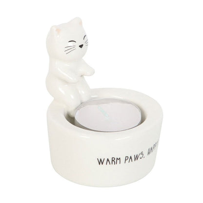 White Cat Tealight Holder