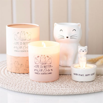 White Cat Tealight Holder