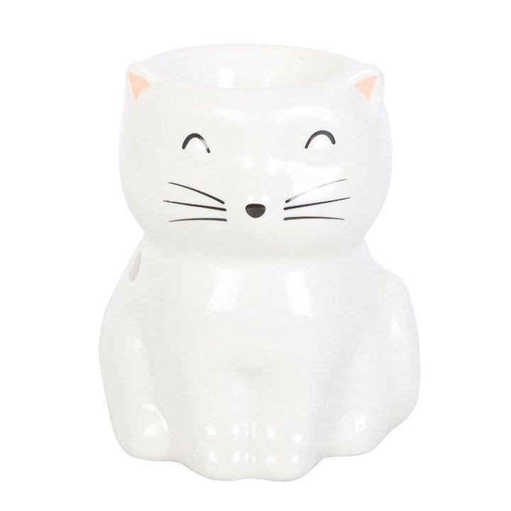 White Happy Cat Wax &amp; Oil Warmer