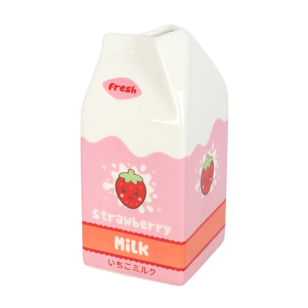 Strawberry Milk Carton Bud Vase