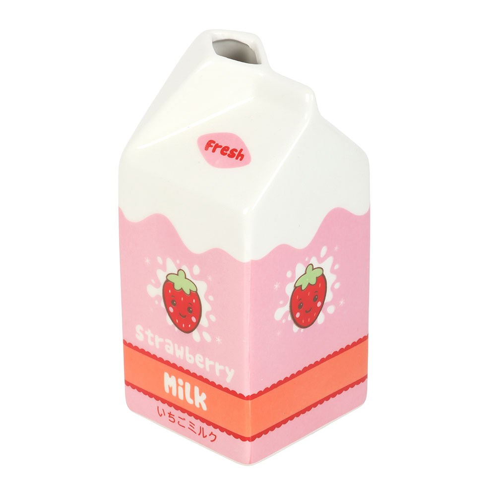 Strawberry Milk Carton Bud Vase