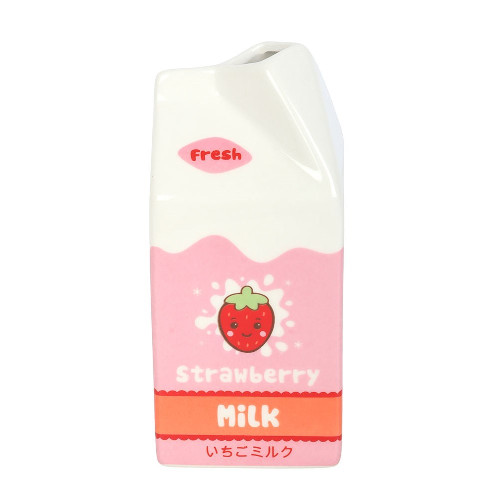 Strawberry Milk Carton Bud Vase