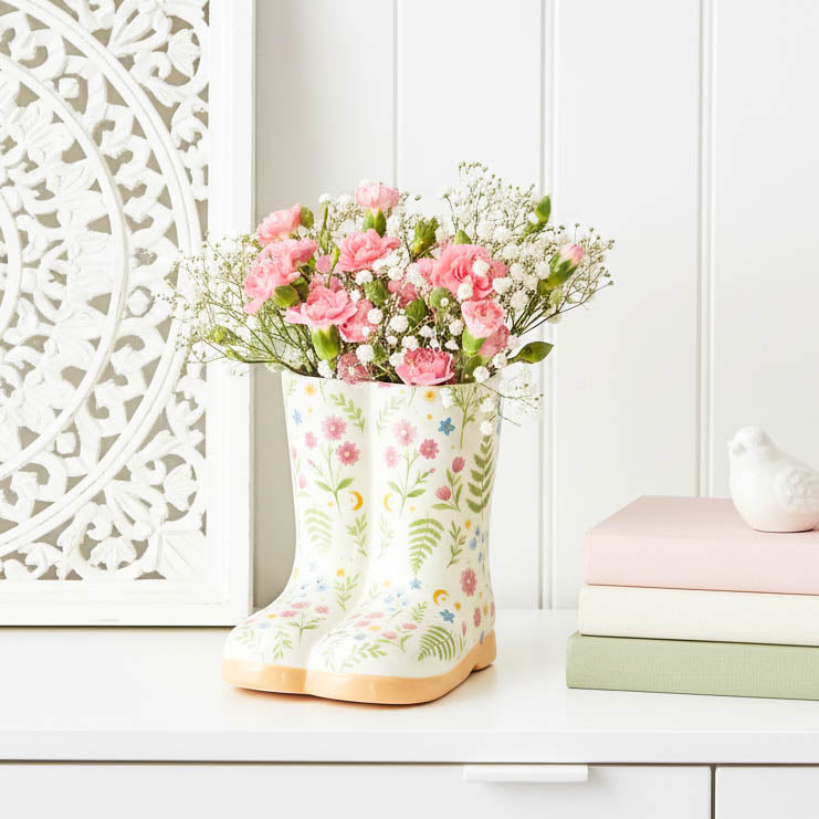 Luna Bloom Floral Print Welly Boot Planter