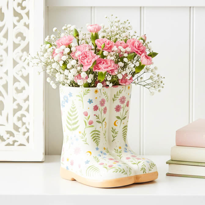 Luna Bloom Floral Print Welly Boot Planter