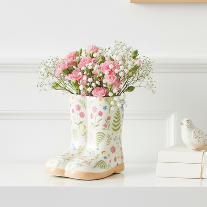 Luna Bloom Floral Print Welly Boot Planter