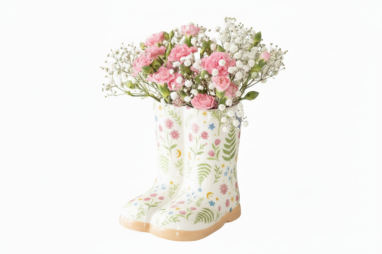 Luna Bloom Floral Print Welly Boot Planter