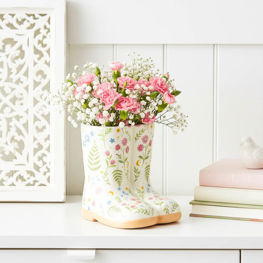 Luna Bloom Floral Print Welly Boot Planter