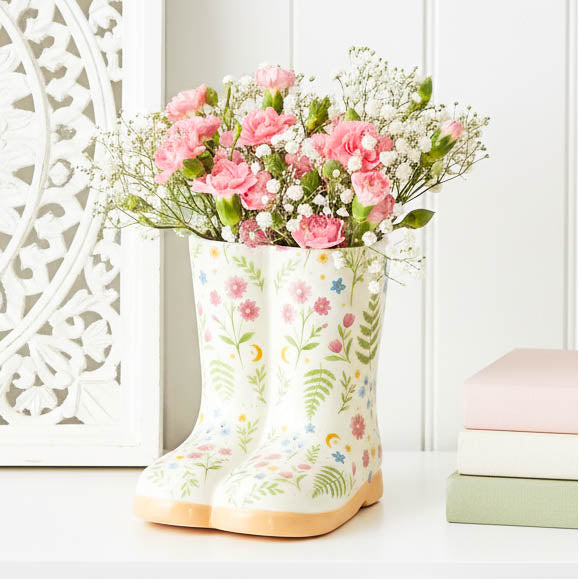 Luna Bloom Floral Print Welly Boot Planter