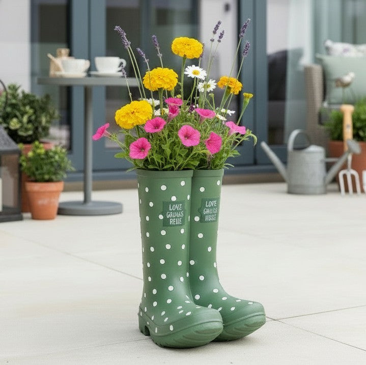 Green Welly Boot Planter