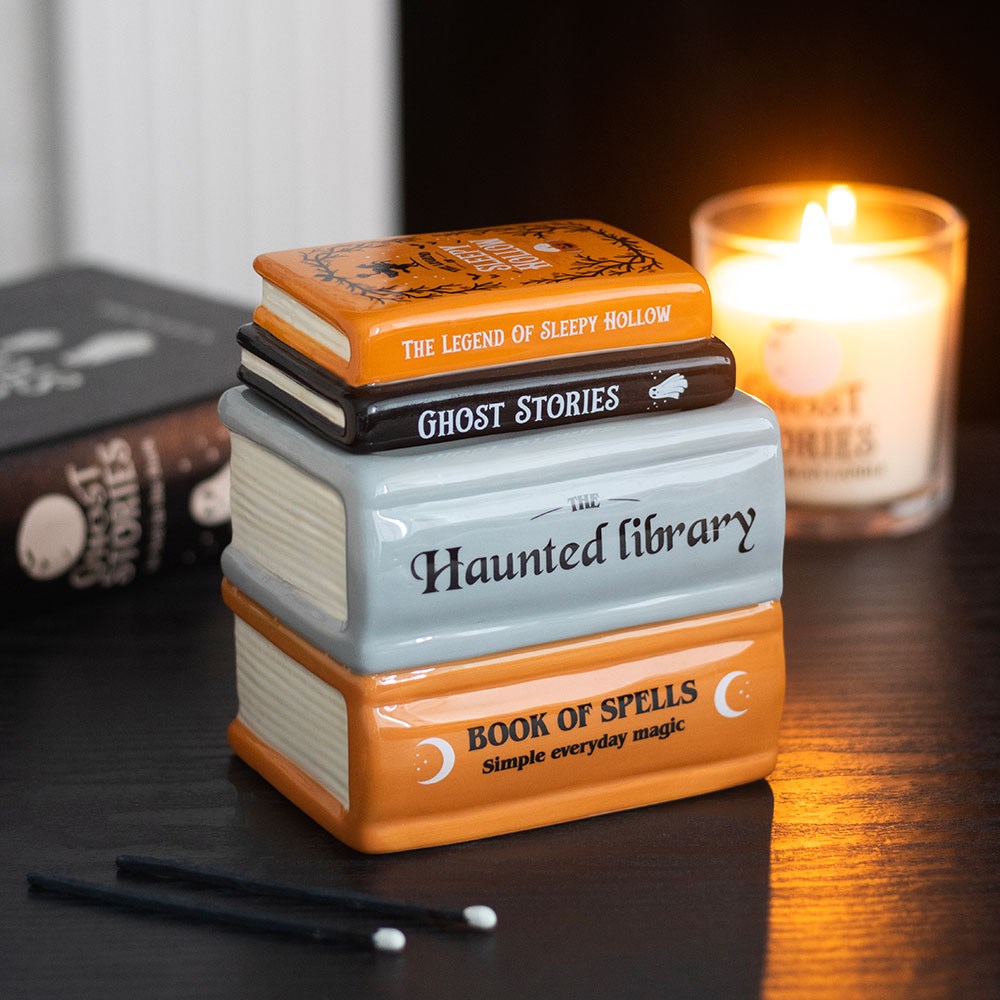 Haunted Library Book Stack Oil Burner &amp; Wax Warmer
