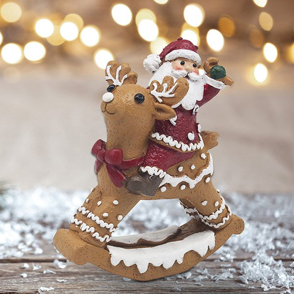 Small Gingerbread Santa on Reindeer