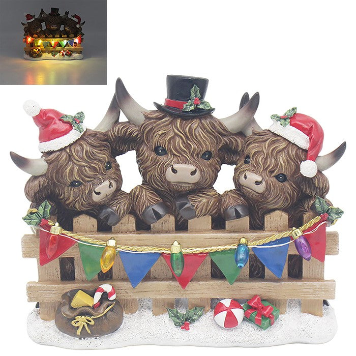 Christmas Highland Cow Trio LED Ornament
