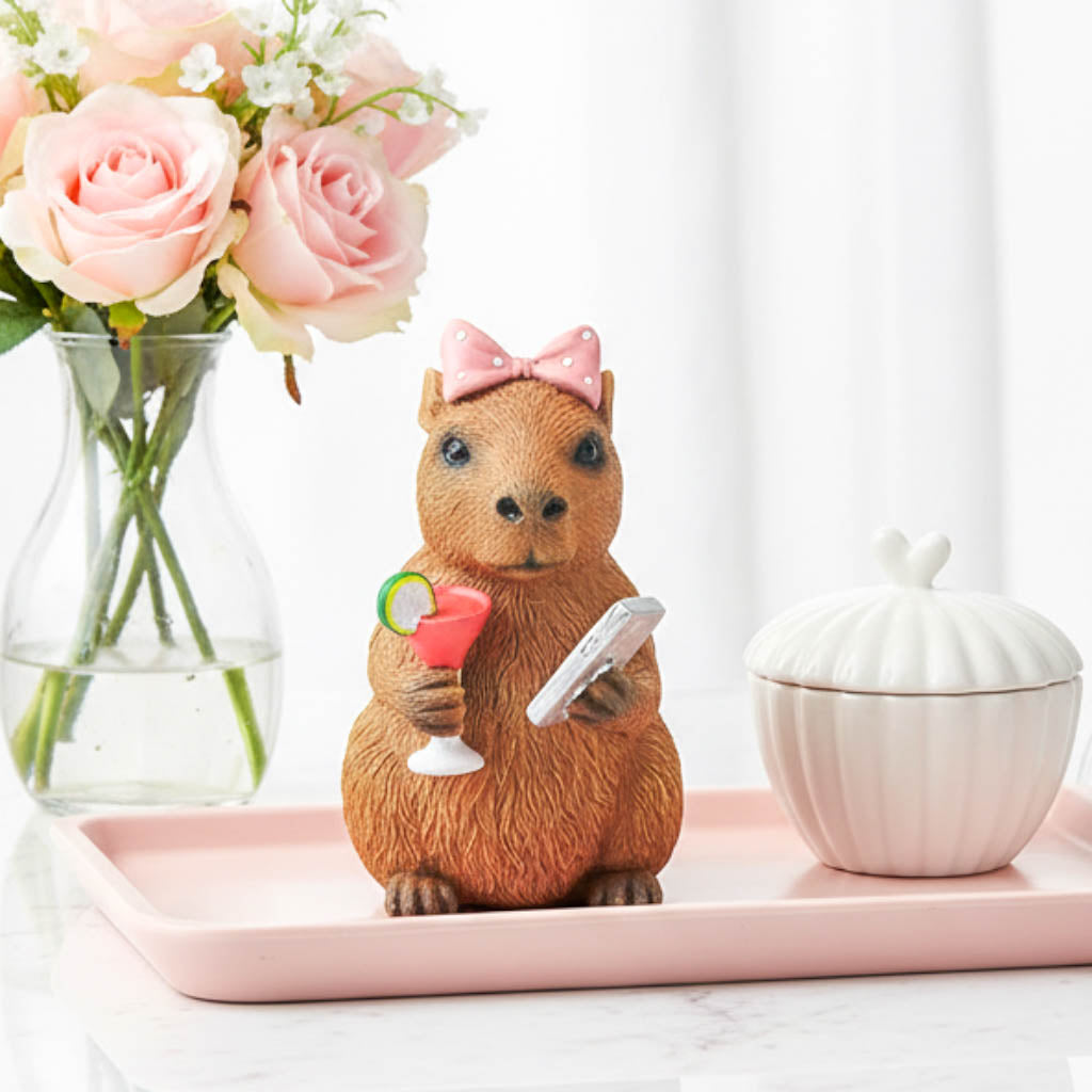 Happy Capybara Glam Girl Ornament