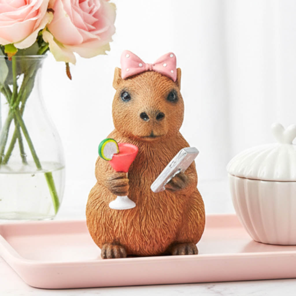 Happy Capybara Glam Girl Ornament