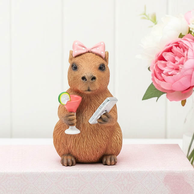 Happy Capybara Glam Girl Ornament